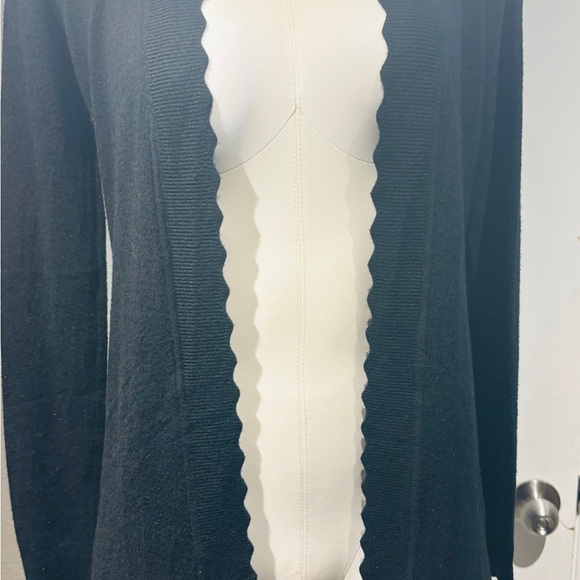 Sacred Threads Black Cardigan with Elegant Wavy Trim - Picture 2 of 15